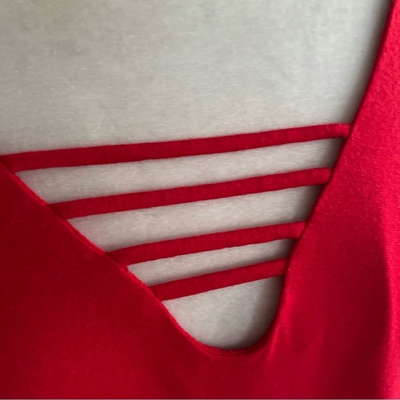 Venus Dress Mini Swing A-line Swing Red Knit L Cocktail Party Bright Long Sleeve - Picture 11 of 12